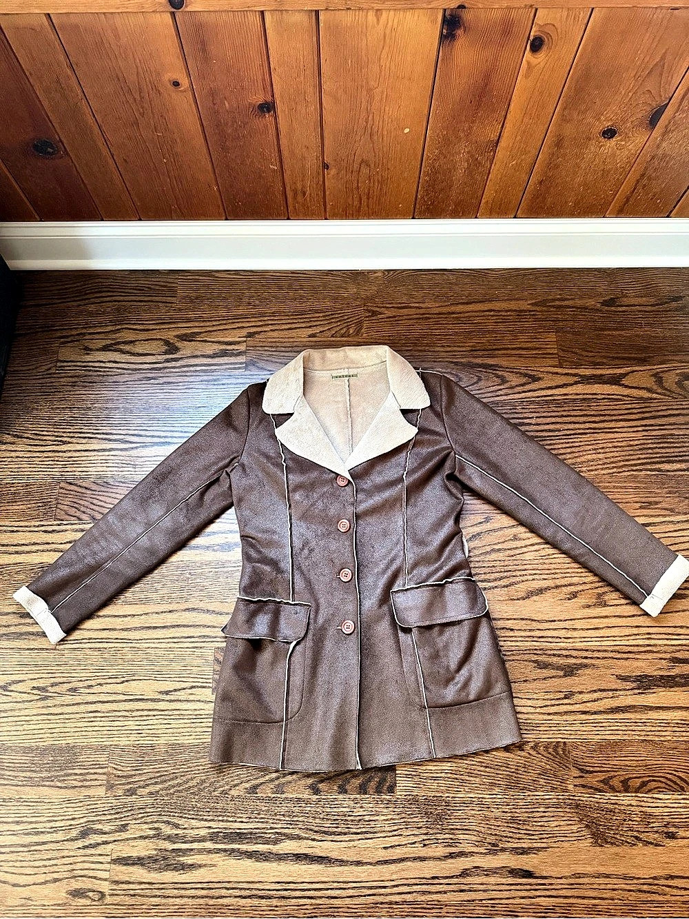 velvet Brown & Cream Teddy Jacket Size Medium